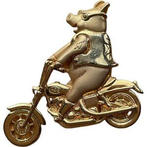 JJ Jonette Harley Hog Riding Motorcycle Brooch Pin